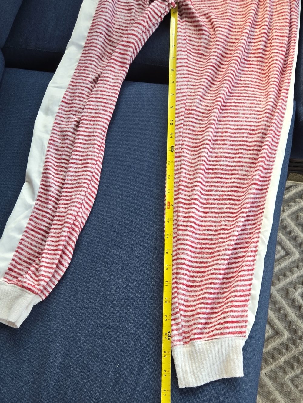 Abercrombie & Fitch Red/White PJ Jogger Pants Stripe Women M Cozy Pockets Lounge - Picture 4 of 9
